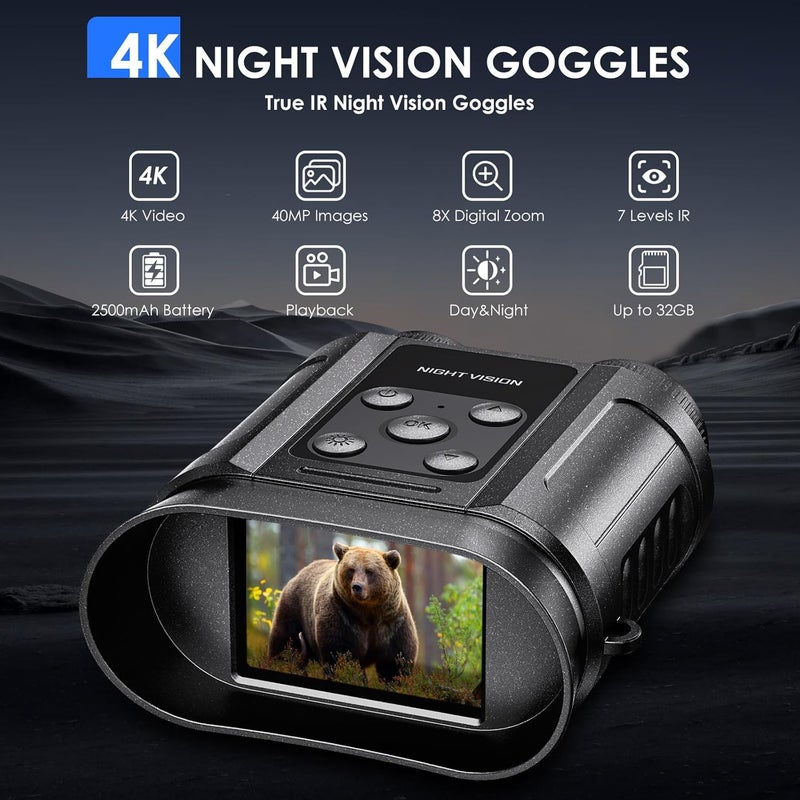 Tizycod Valentines Day Gifts for Him,Night Vision Goggles,Compact Night Vision Binoculars,32GB Card Included, Photo/Video Capture,Outdoor Tools for Education, Wildlife Watching,Gifts for Boy,Men,Father - Image 2